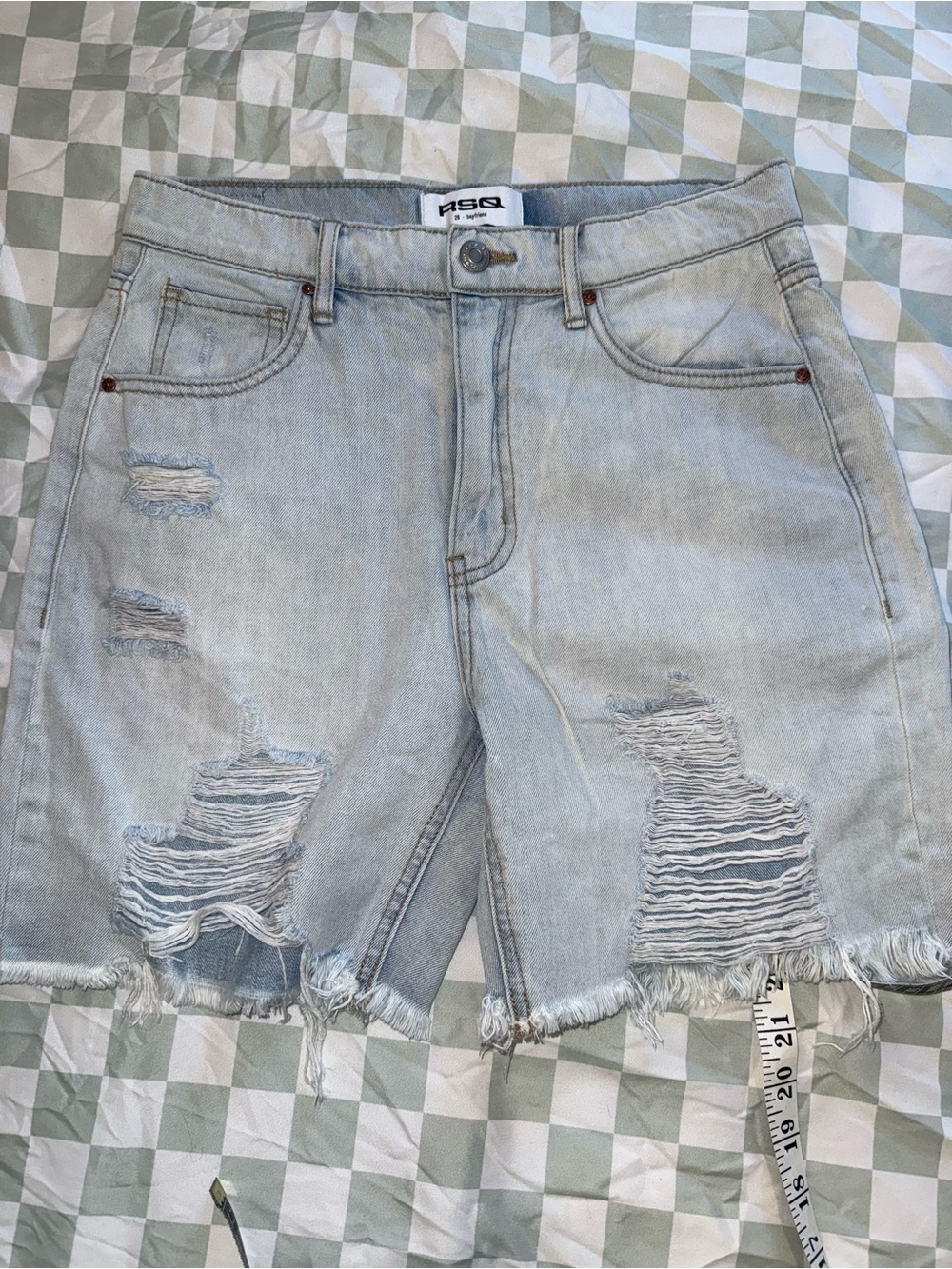 RSQ Light Wash Distressed Denim Bermuda Shorts 26